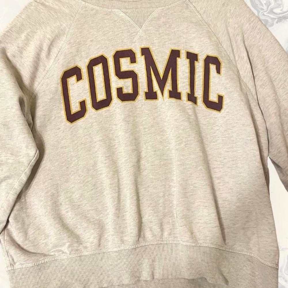 Basic white cosmic print sweatshirt